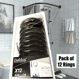 Bathlux Shower Curtain Rings O-Ring Design 12pcs Black