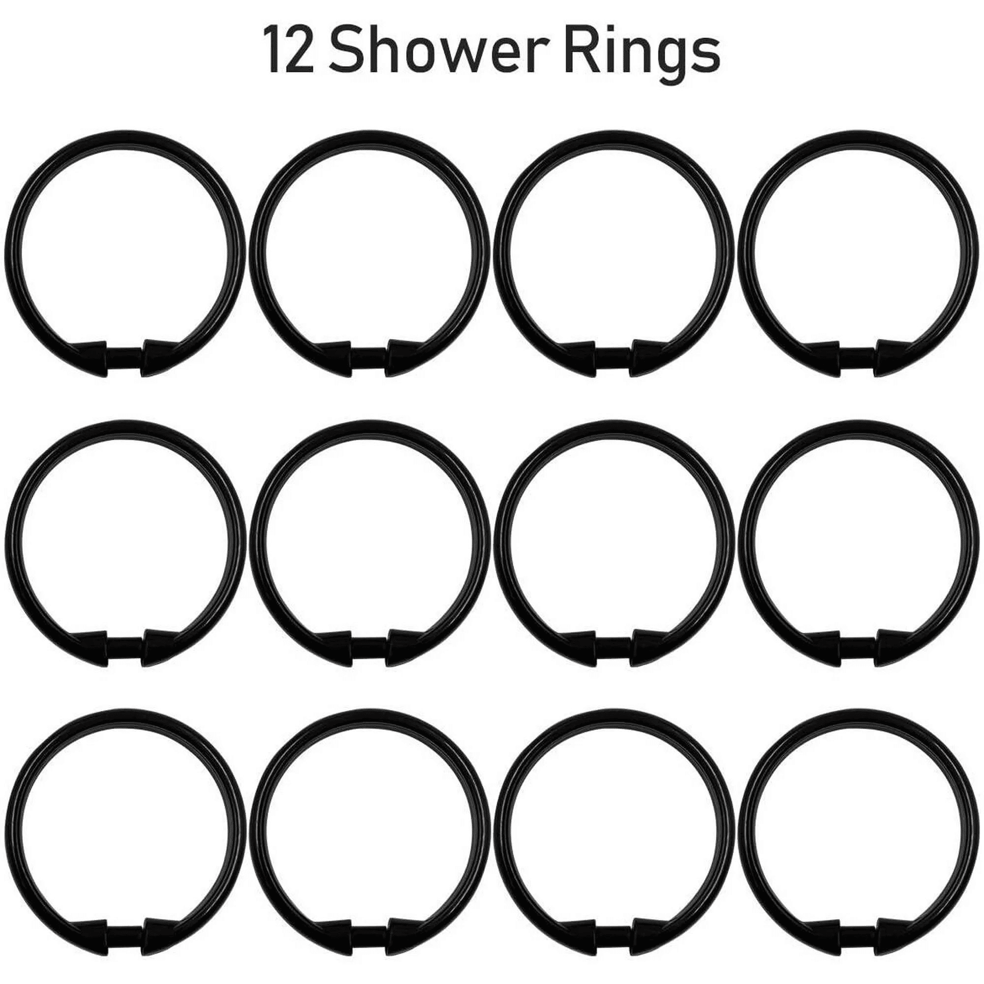 Bathlux Shower Curtain Rings O-Ring Design 12pcs Black