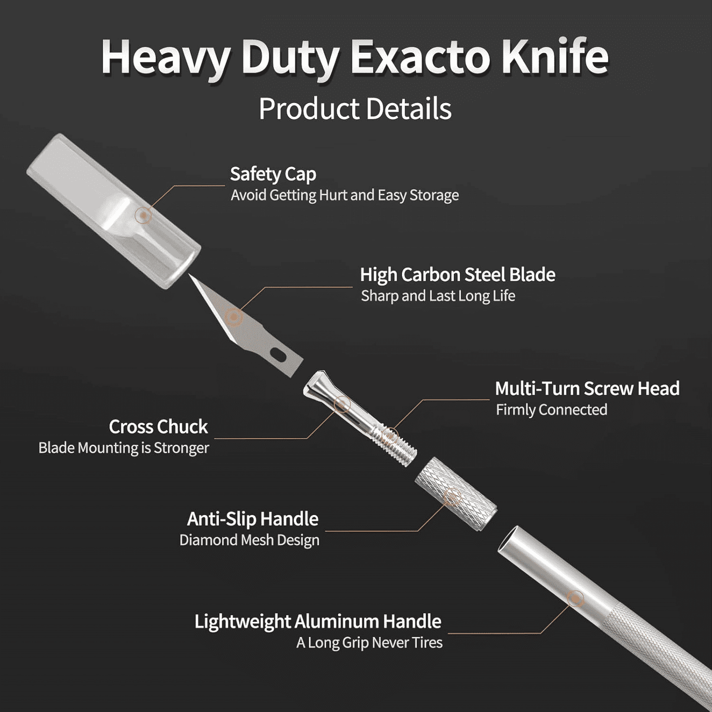 Professional Stainless Steel Precision Craft Knife Tool Set 5 Blades