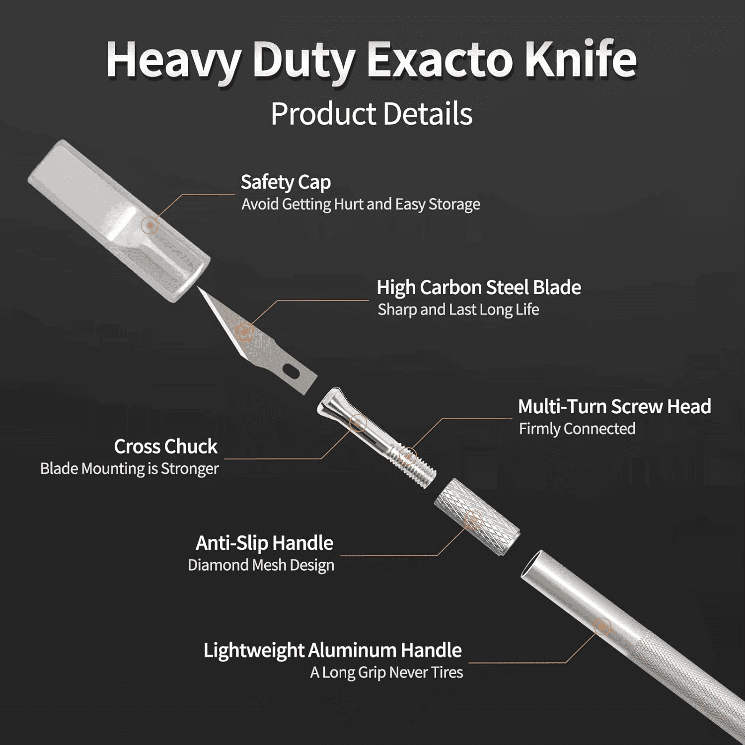 Professional Stainless Steel Precision Craft Knife Tool Set 5 Blades