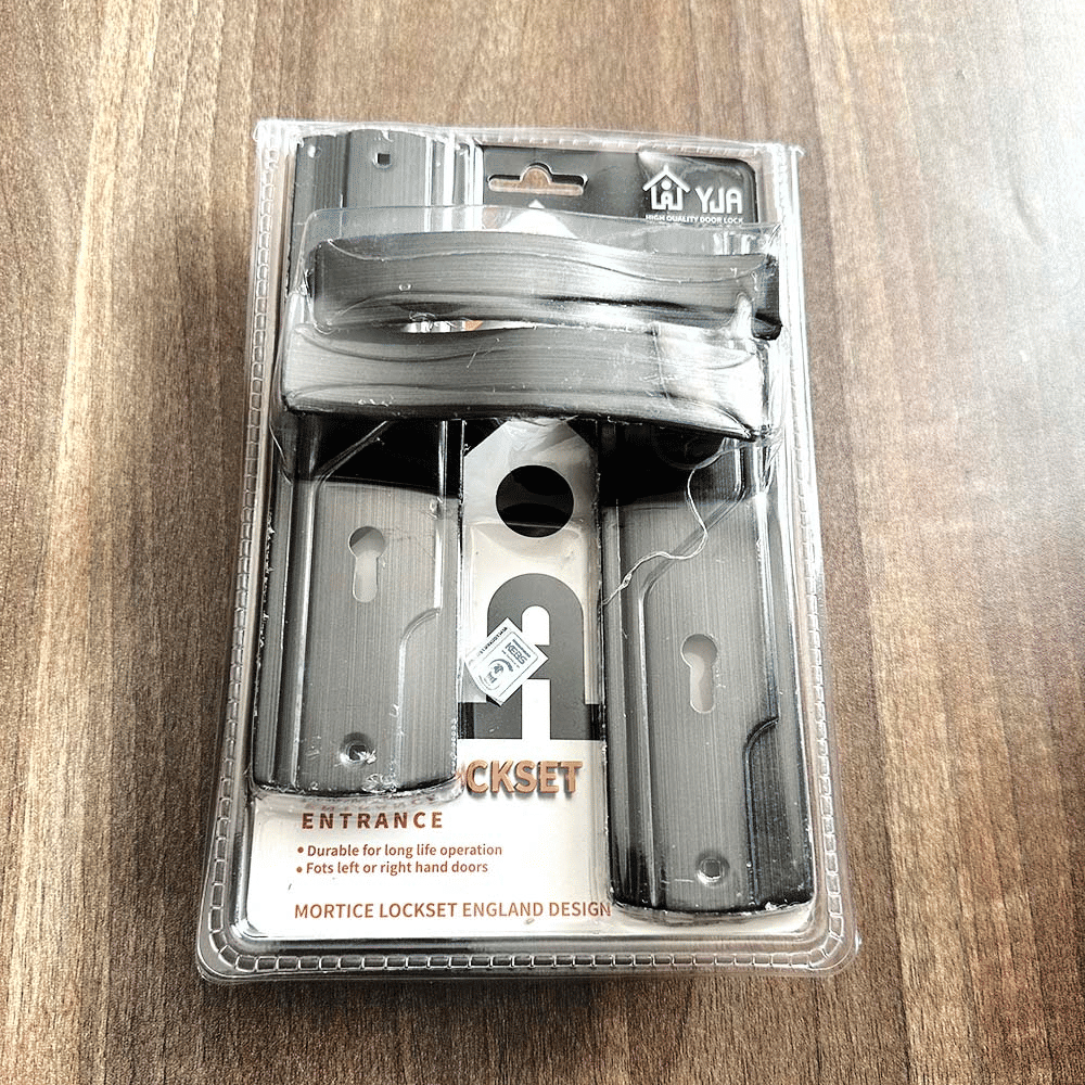 Mortise Door Lockset Handle Pair Dark Finish Brass Dead Bolt