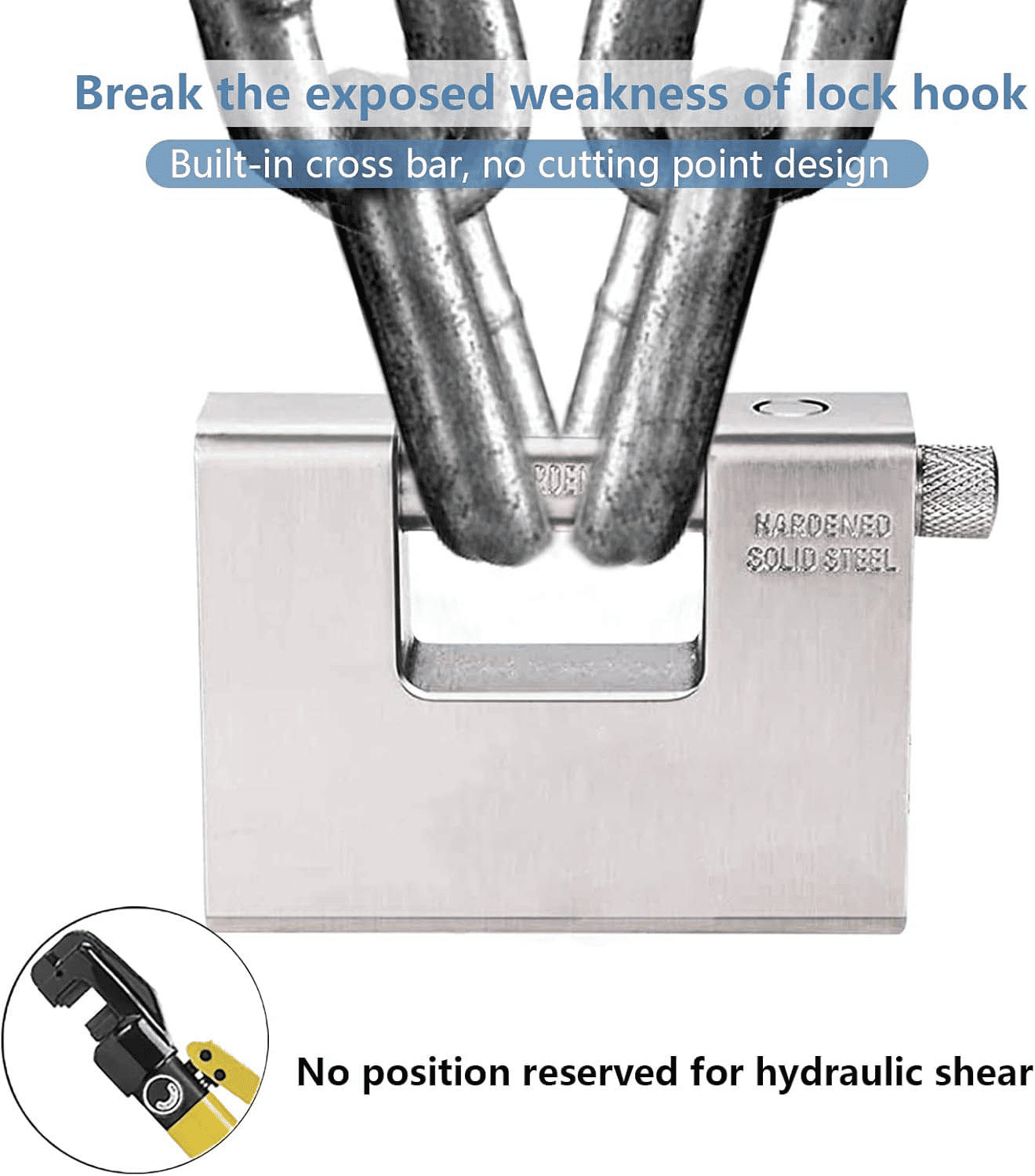 94mm Horizontal Beam Steel Padlock with 4 Keys Heavy Duty