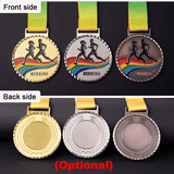 Running Medal Award with Neck Ribbon Gold/Silver/Bronze Tone