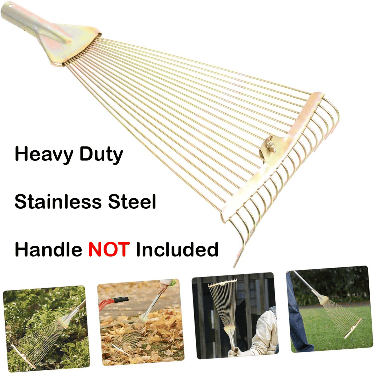 Heavy Duty Steel Convertible Leaf Rake Garden Digging Tool