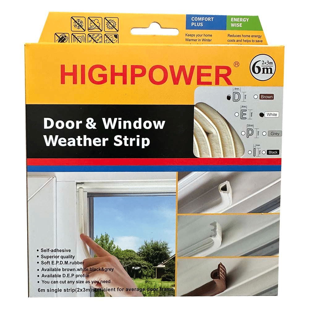 Highpower 6M Door Weather Stripping D-Type EPDM Foam Seal