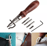 Generic 18-Piece Professional Leather Craft Tool Kit Wood Steel
