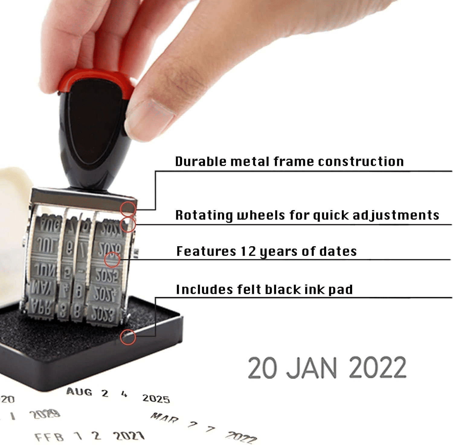 Generic Hand Rubber Date Stamper Adjustable for Office Use