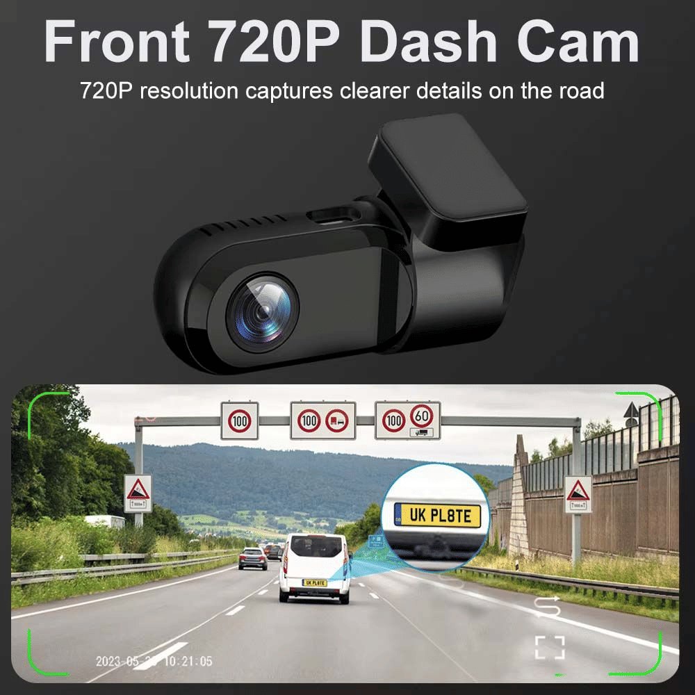 USB Car Dash Camera 720P HD with ADAS Assisted System Black