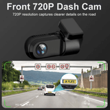 USB Car Dash Camera 720P HD with ADAS Assisted System Black