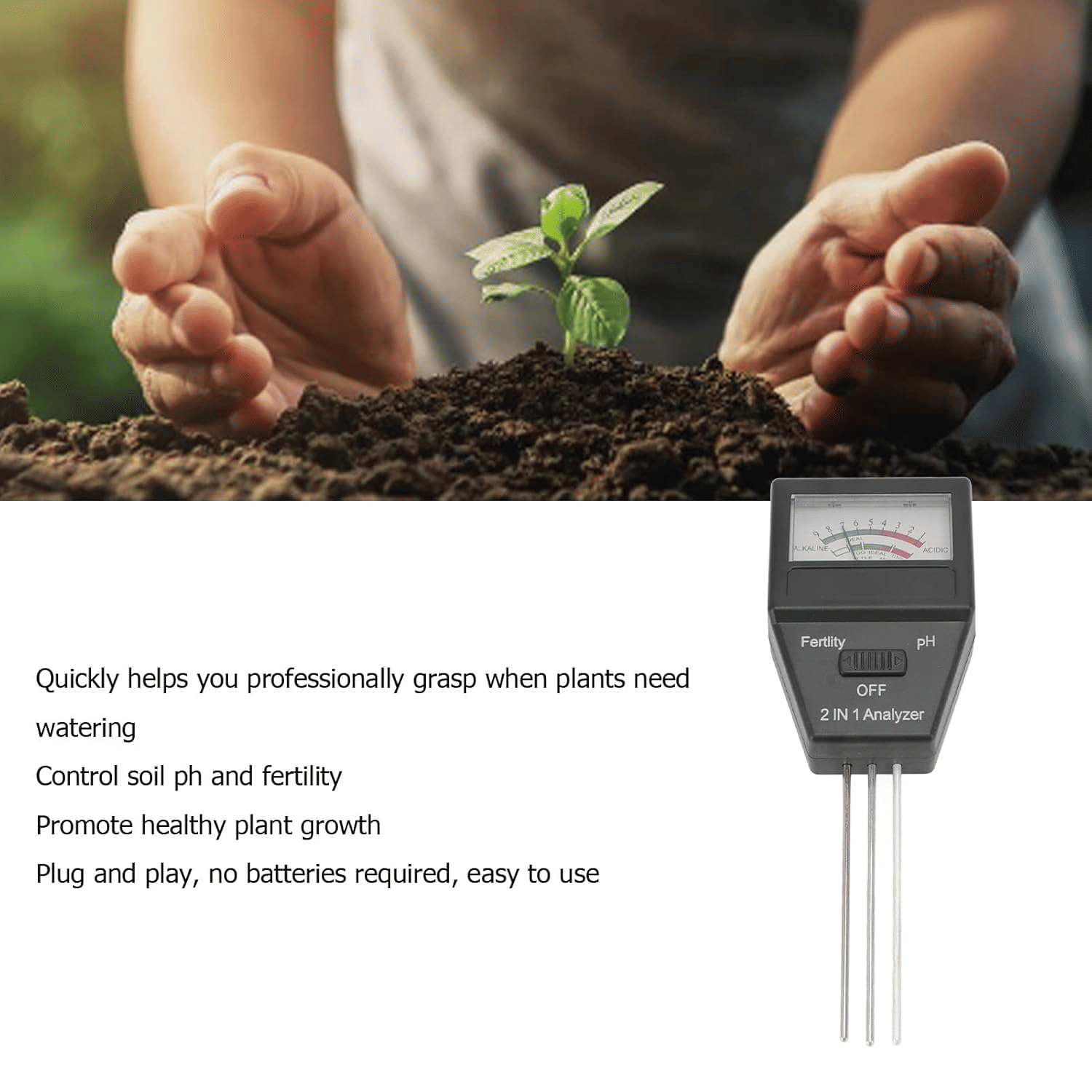 Doctor Plant 2-in-1 Soil pH and Fertility Tester Meter