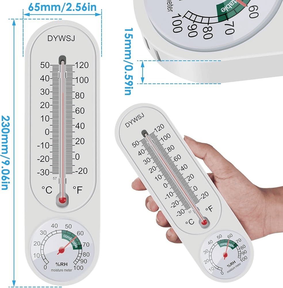 Generic Analog Mechanical Indoor Outdoor Thermohygrometer Wall Meter 3 Pack