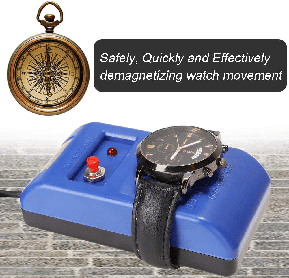 Watch Demagnetizer for Mechanical Watches Electric Degaussing Tool Blue