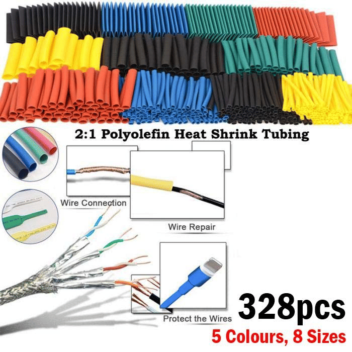 328-Piece Heat Shrink Tubing Kit Polyolefin Electrical Insulation Wrap