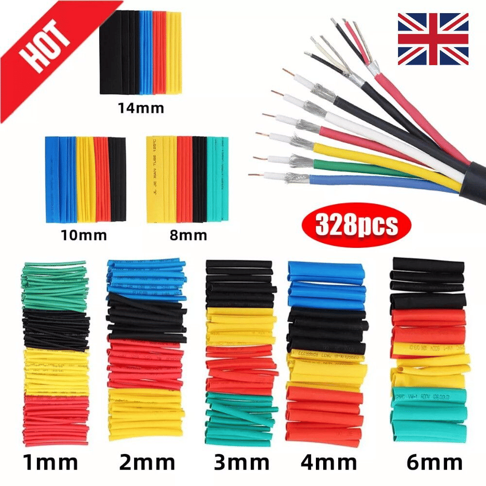 328-Piece Heat Shrink Tubing Kit Polyolefin Electrical Insulation Wrap