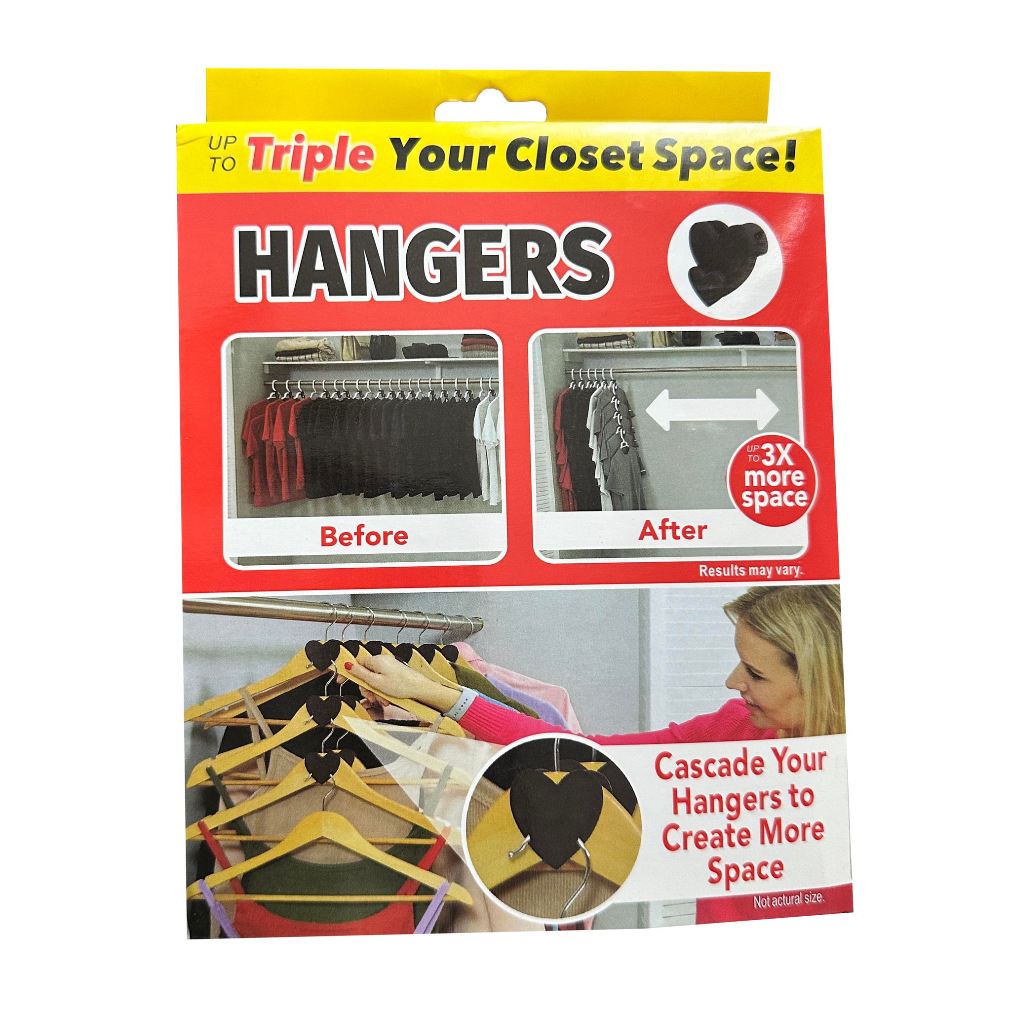 12pcs Heart Shaped Heavy Duty Clothes Hanger Connector Hooks Black