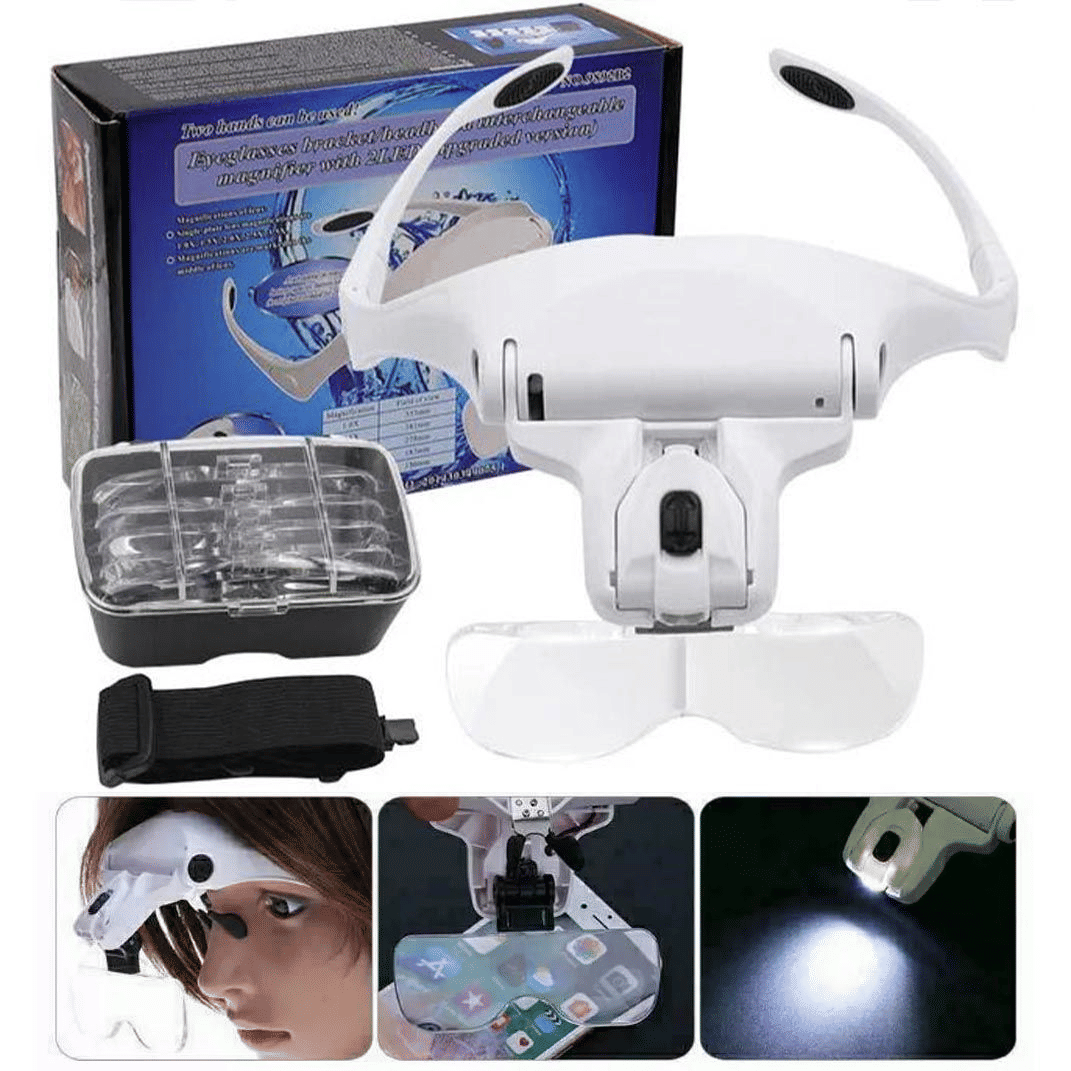 5 Lens LED Headband Magnifying Glasses Jeweler Repair Tool Kit