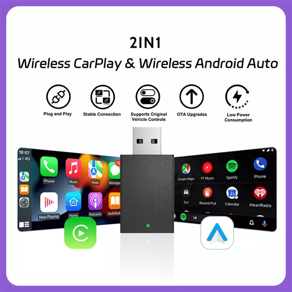 Wireless CarPlay & Android Auto USB Adapter for OEM Systems Black