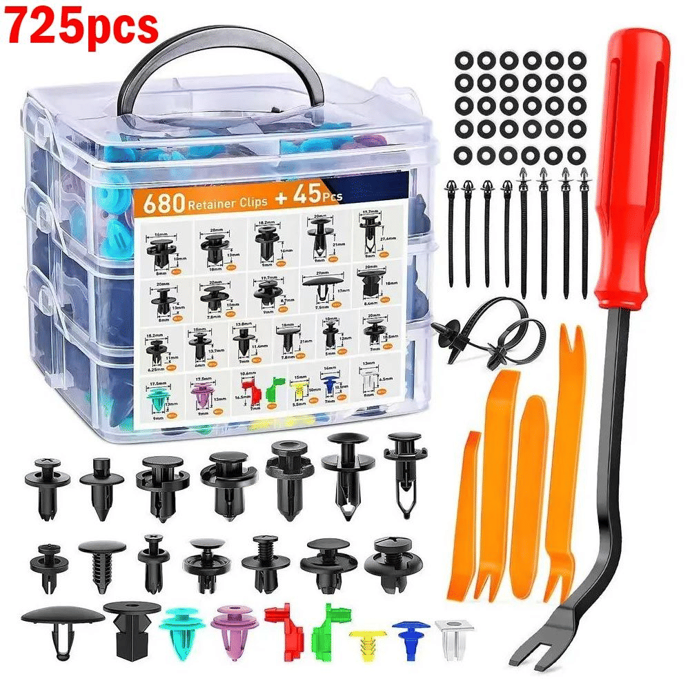 725-Piece Car Push Retainer Clip Assortment, 23 Sizes Nylon Fasteners