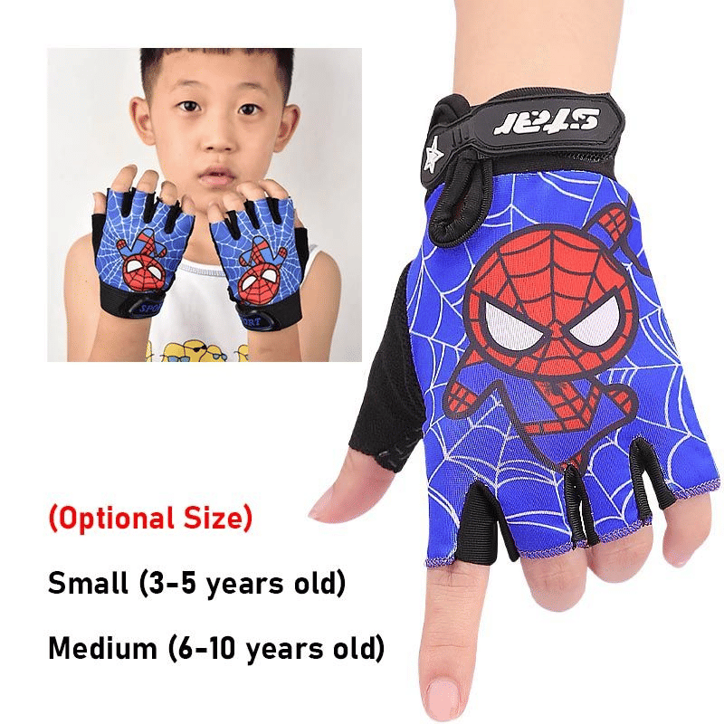Spiderman Kids Half Finger Cycling Gloves Breathable Anti-Slip