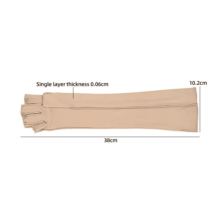 Long Arthritis Compression Fingerless Hand Gloves Nude 38cm