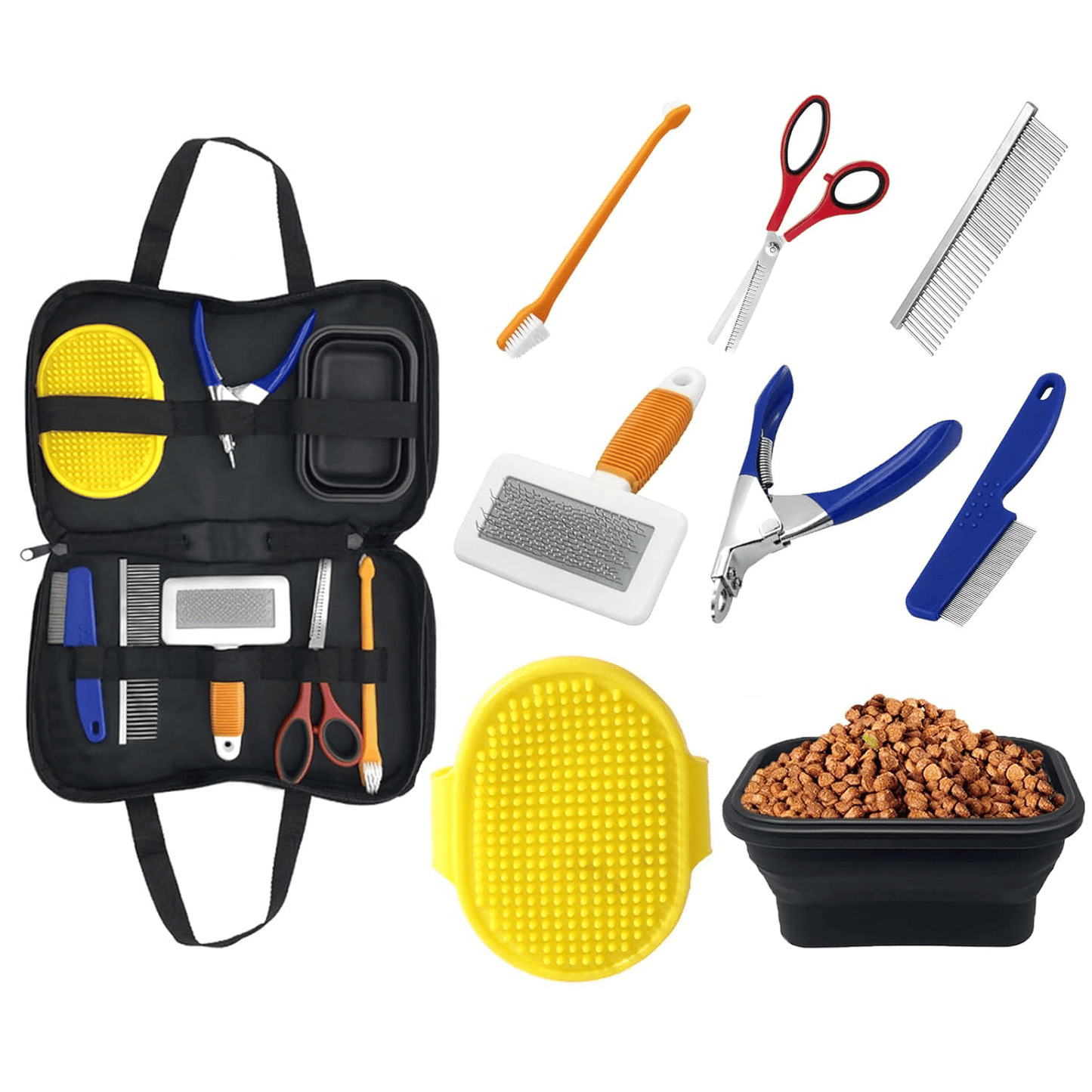 Portable Pet Grooming Brush Set 8-in-1 Travel Kit