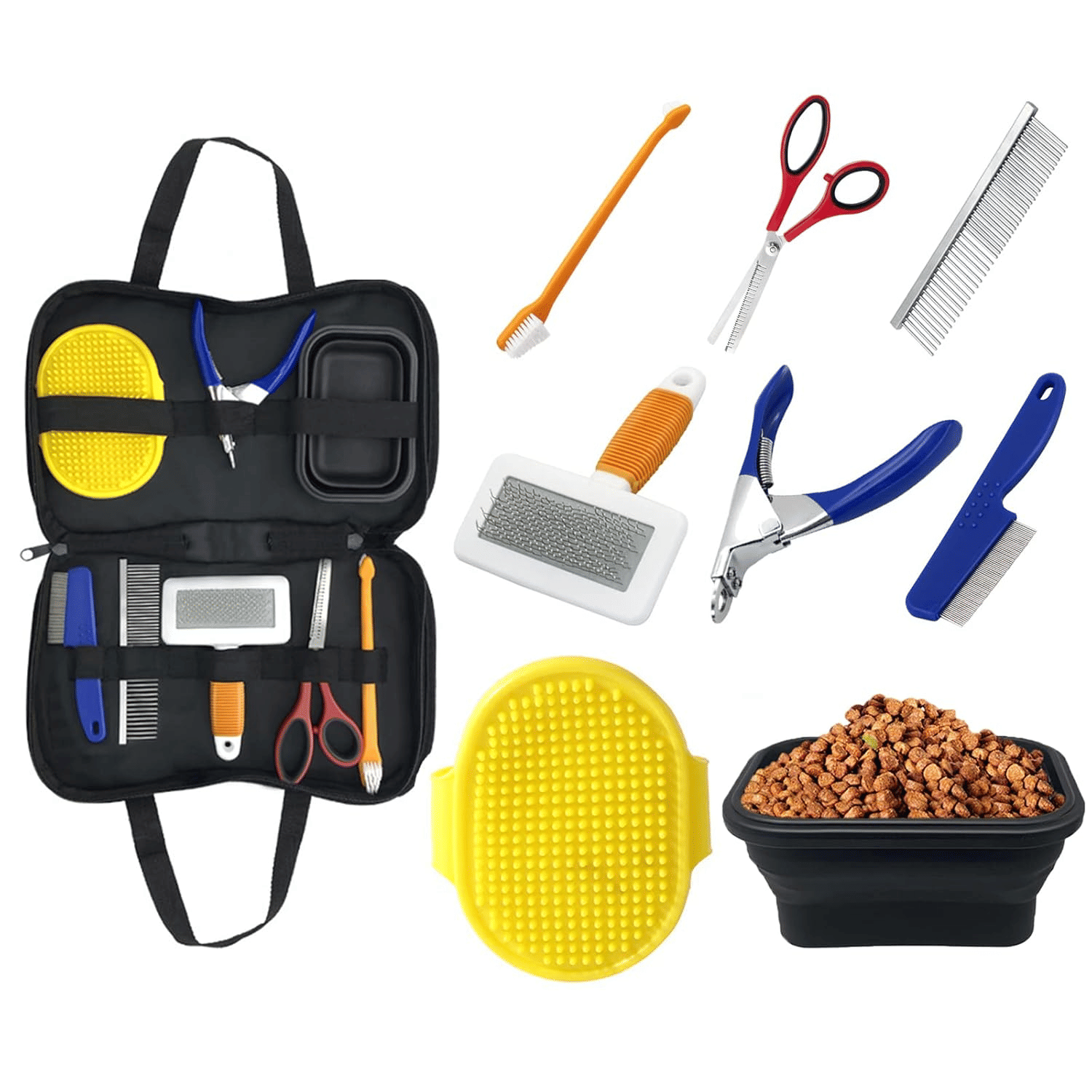 Portable Pet Grooming Brush Set 8-in-1 Travel Kit