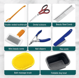 Portable Pet Grooming Brush Set 8-in-1 Travel Kit