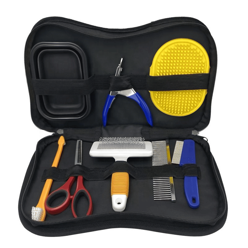 Portable Pet Grooming Brush Set 8-in-1 Travel Kit