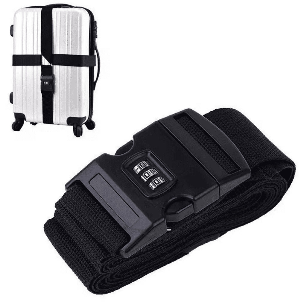 4.1m Travel Luggage Strap with 3-Dial Security Lock Black