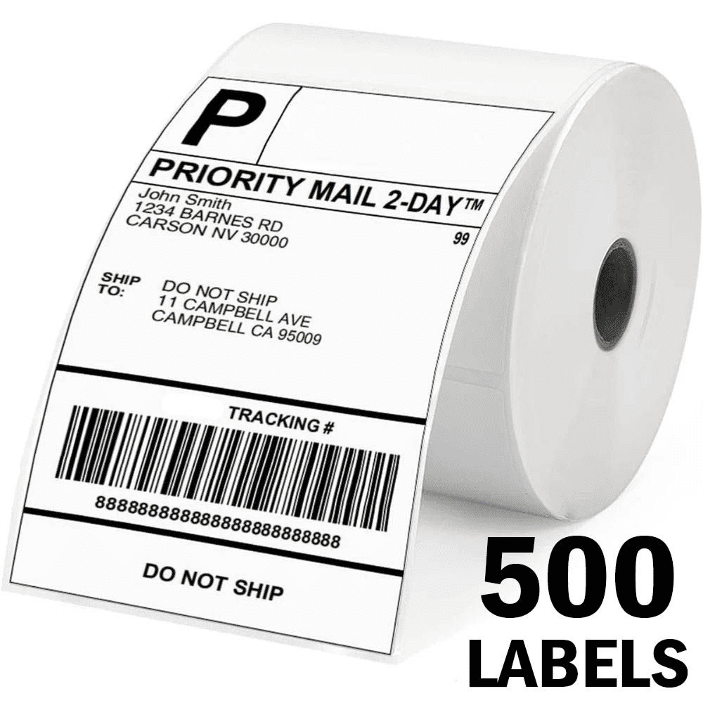 Thermal Shipping Address Labels 4x6 Inch 500 Count Roll White