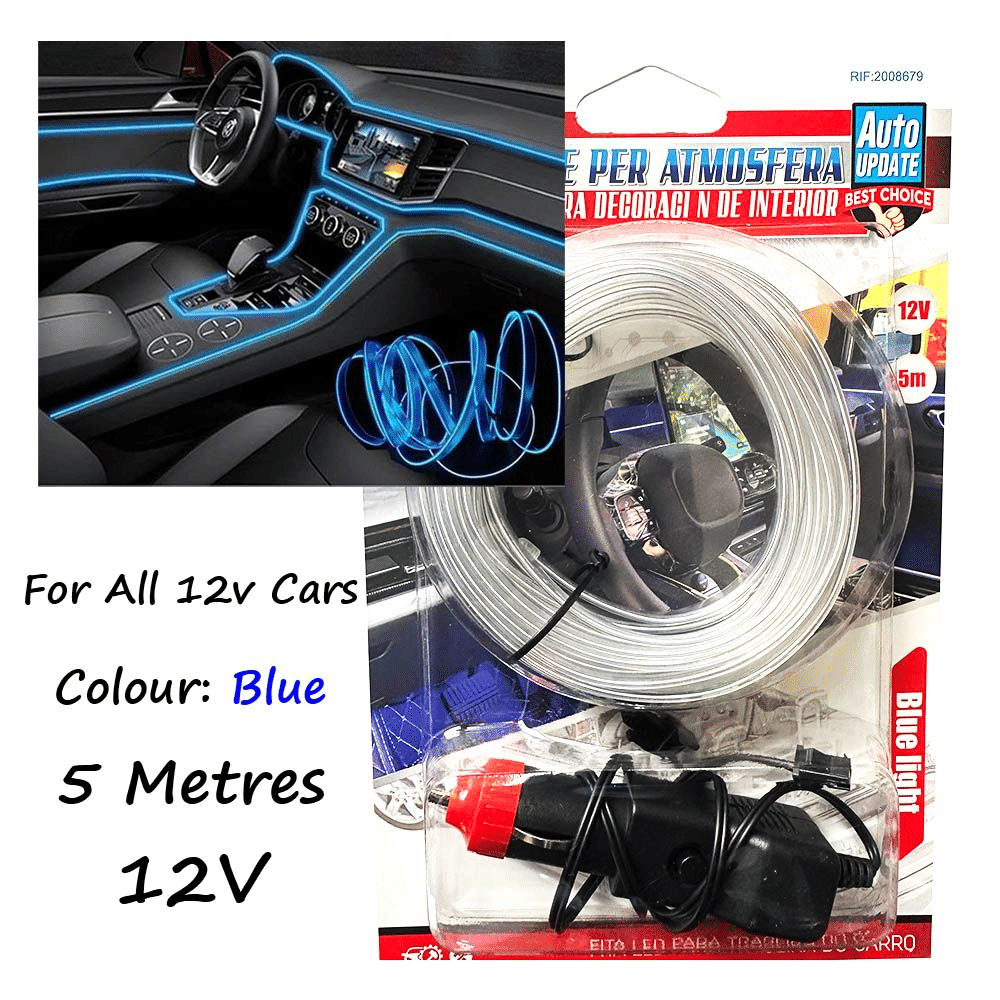 Car Interior LED Ambient Glow Strip 5m Dashboard Trim
