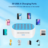 30 Port USB Smart Charging Station 160W Multi-Device Fast Charger