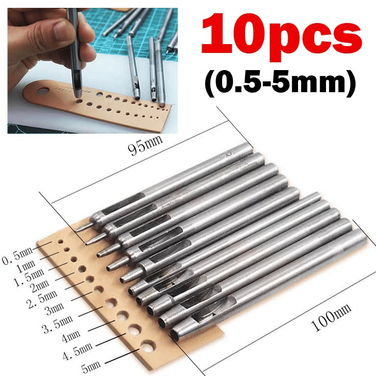 10-Piece Leather Hole Puncher Set High Carbon Steel 0.5mm-5mm