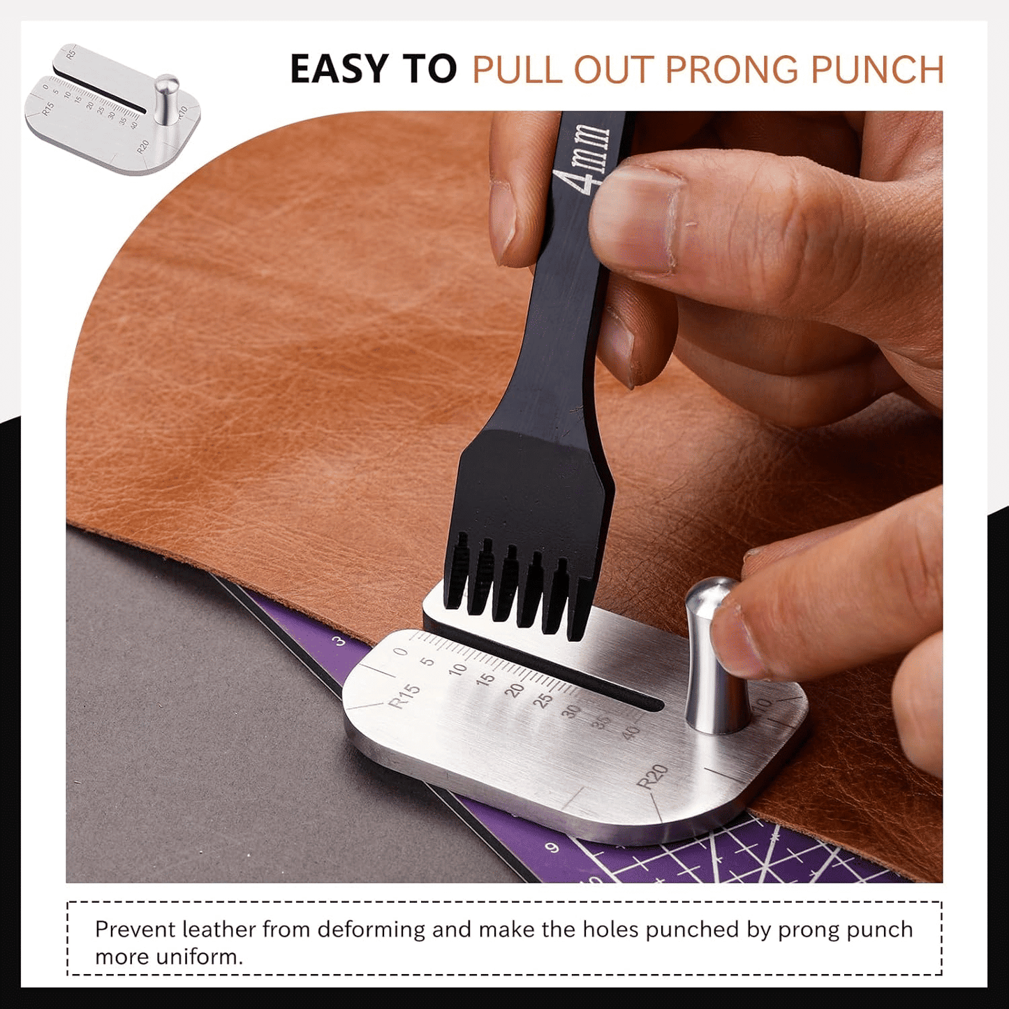 Professional Stainless Steel Leather Stitching Pulling Chopper Tool Silver