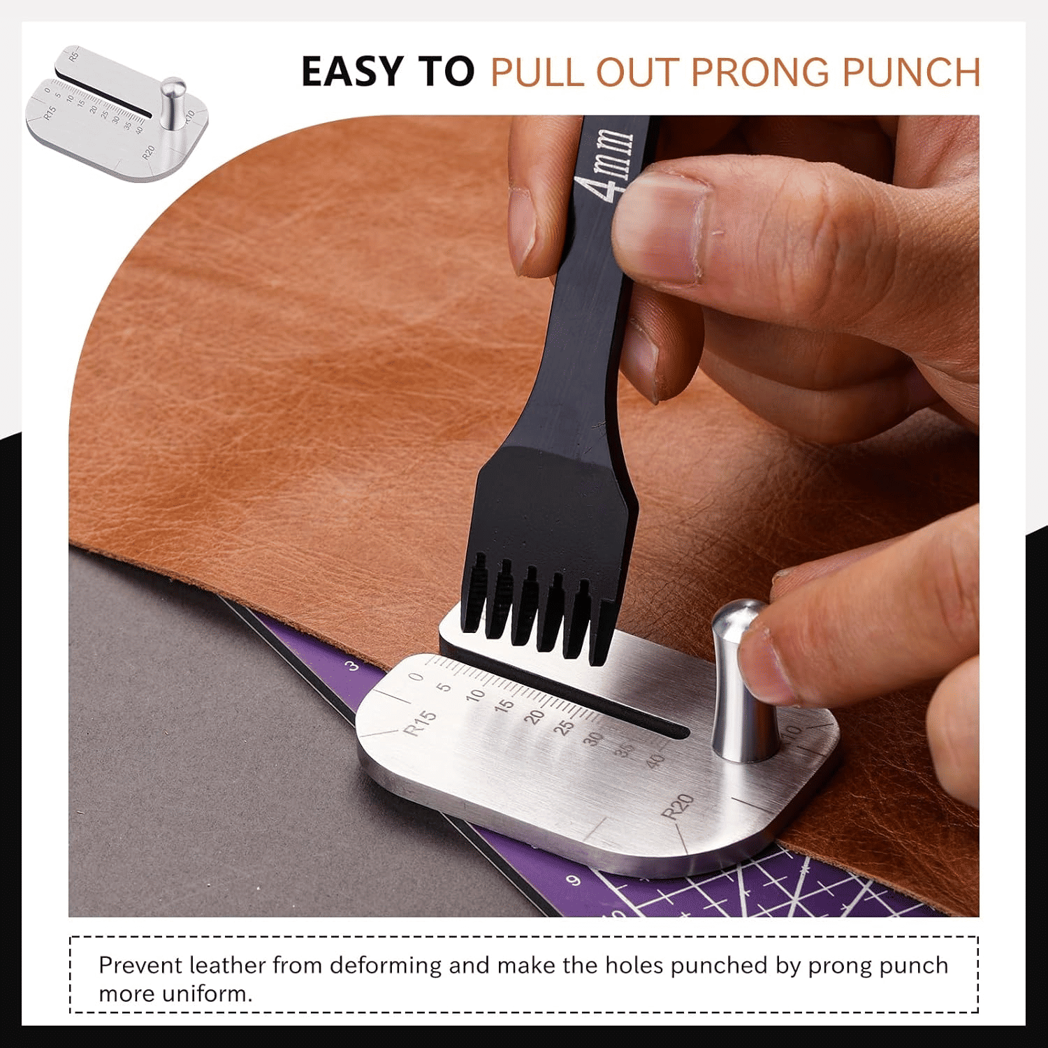 Professional Stainless Steel Leather Stitching Pulling Chopper Tool Silver