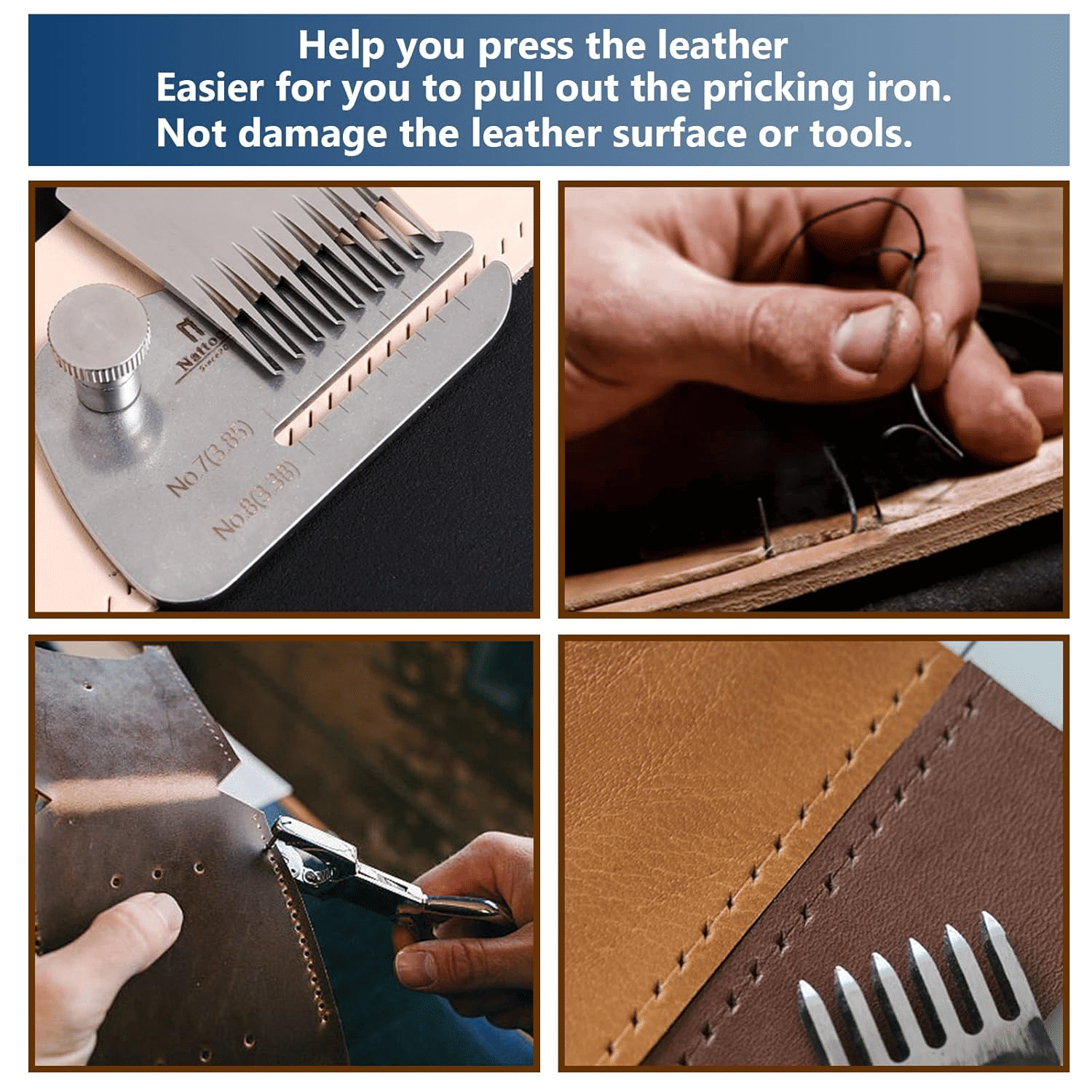 Professional Stainless Steel Leather Stitching Pulling Chopper Tool Silver