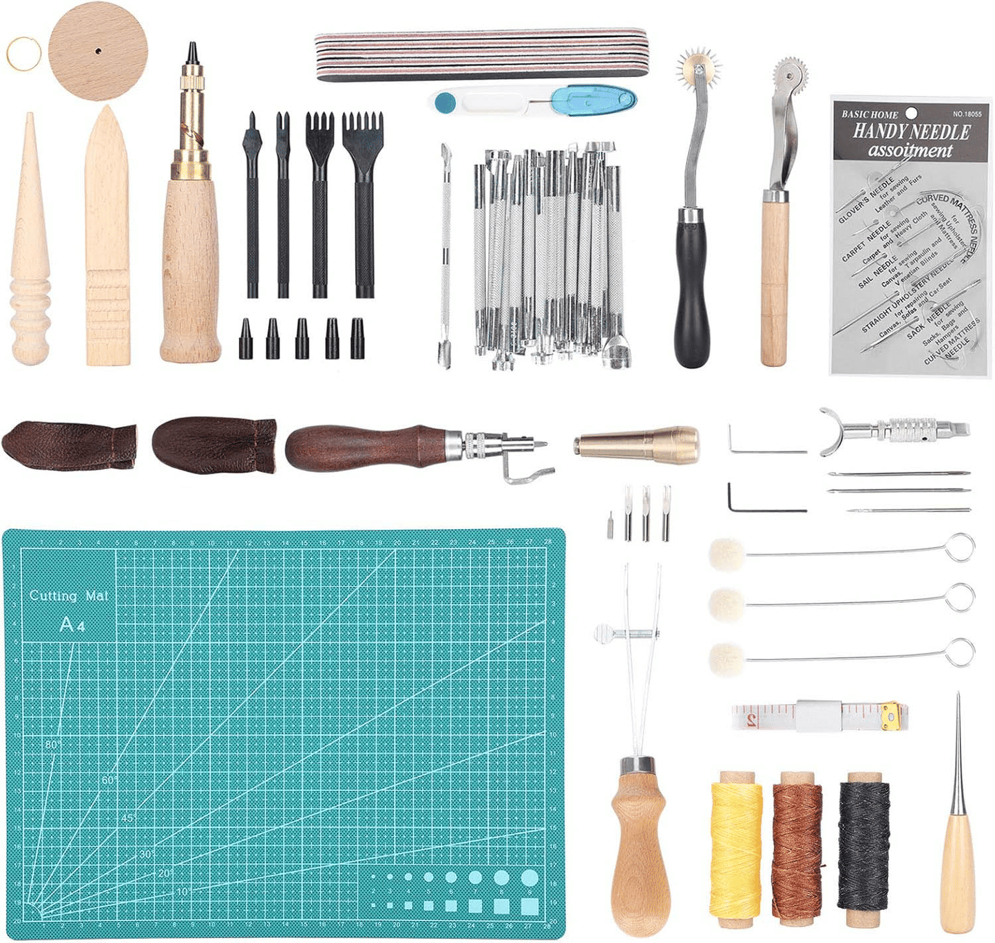 61 Piece Leather Tools Kit for DIY Craft and Sewing