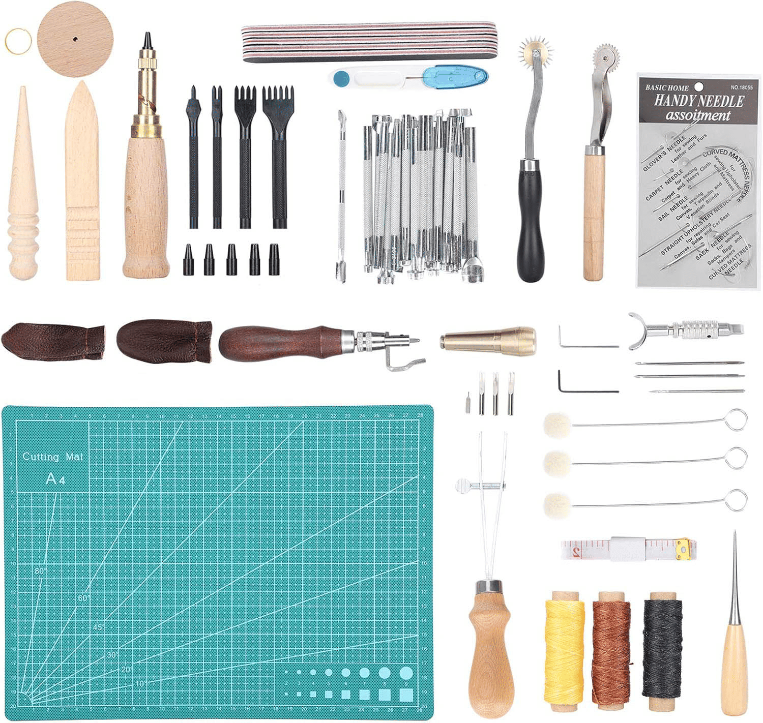 61 Piece Leather Tools Kit for DIY Craft and Sewing
