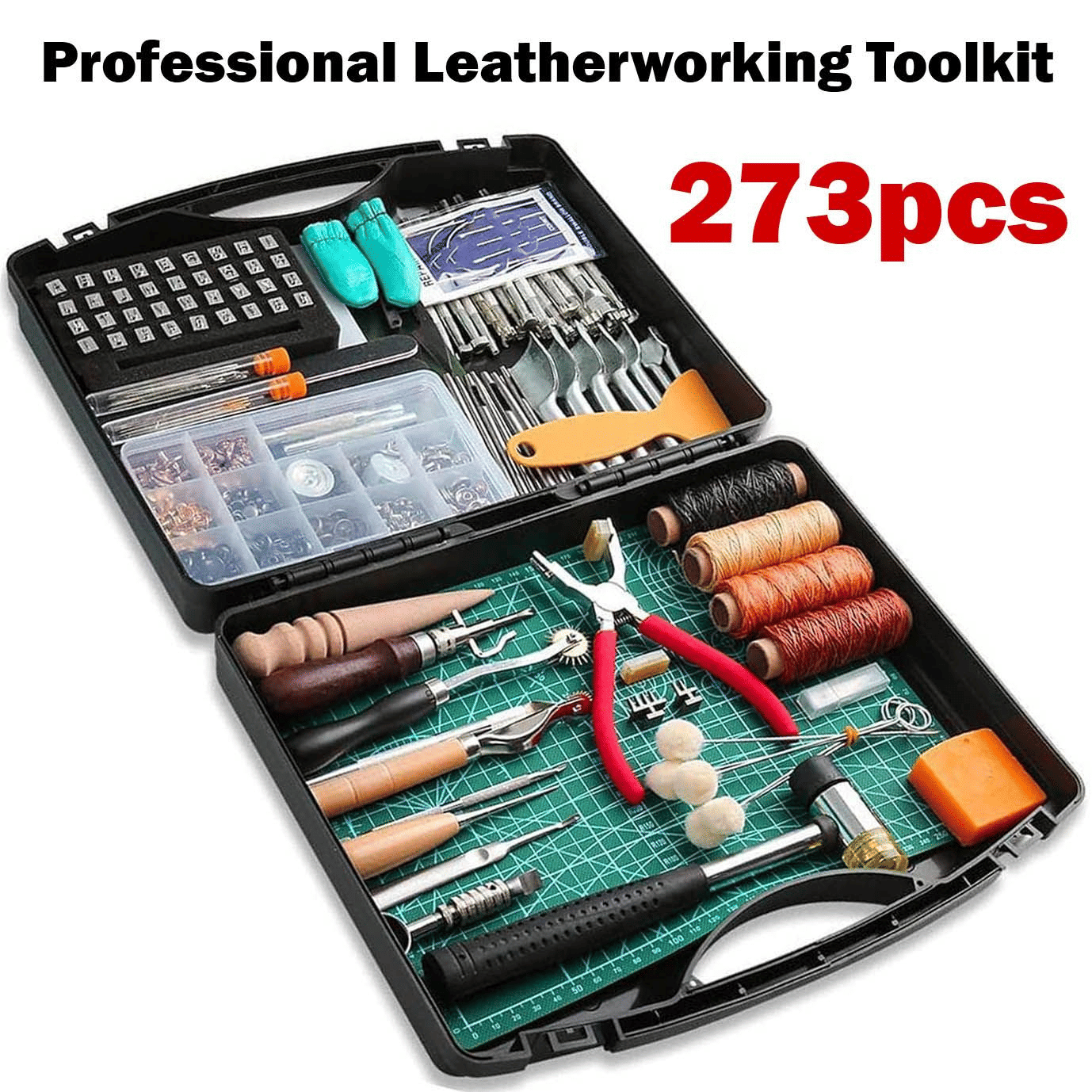 273-Piece Professional Leatherworking Tool Kit with Storage Case