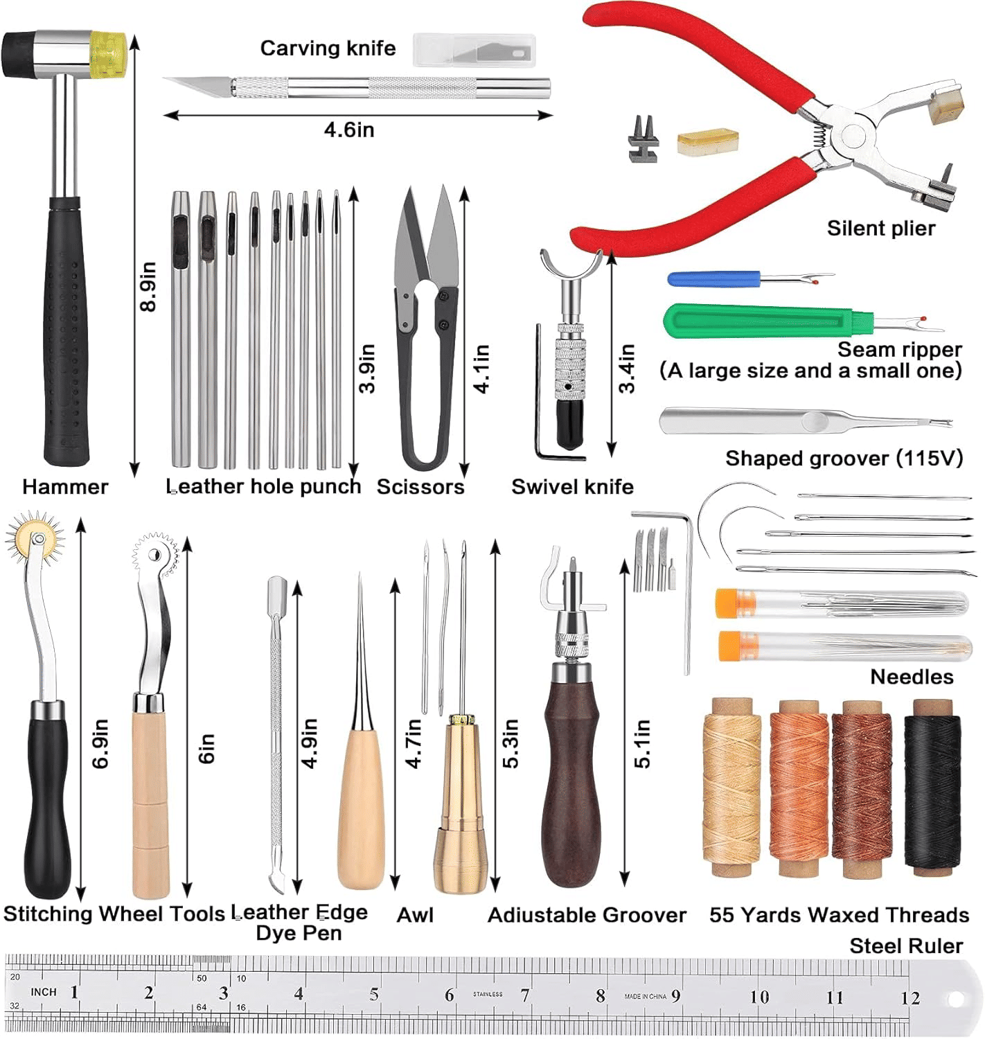 273-Piece Professional Leatherworking Tool Kit with Storage Case