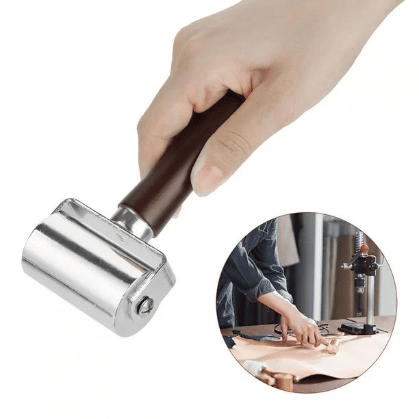 Leather Roller Solid Edge Pressing Wheel Wooden Handle for Leathercraft