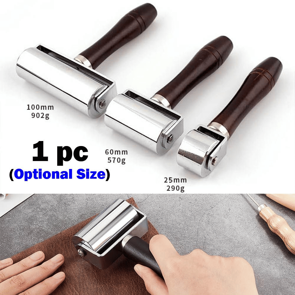 Leather Roller Solid Edge Pressing Wheel Wooden Handle for Leathercraft
