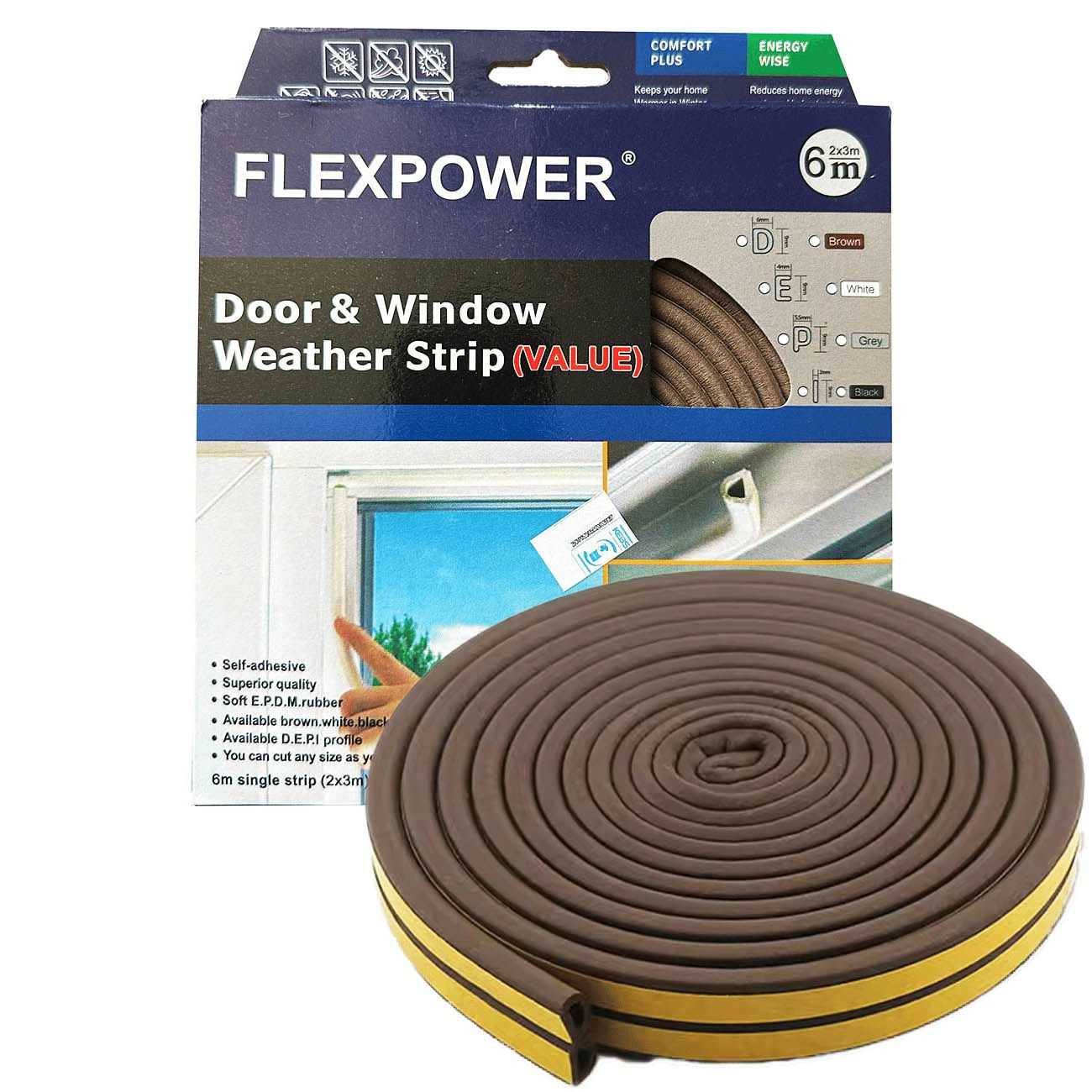 Highpower 6M Door Weather Stripping D-Type EPDM Foam Seal