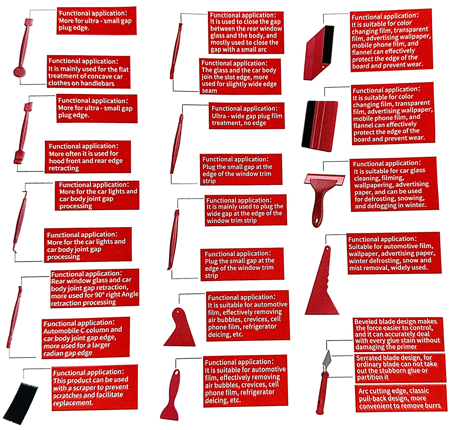 Generic 21-Piece Car Vinyl Wrap Tint Application Tool Kit