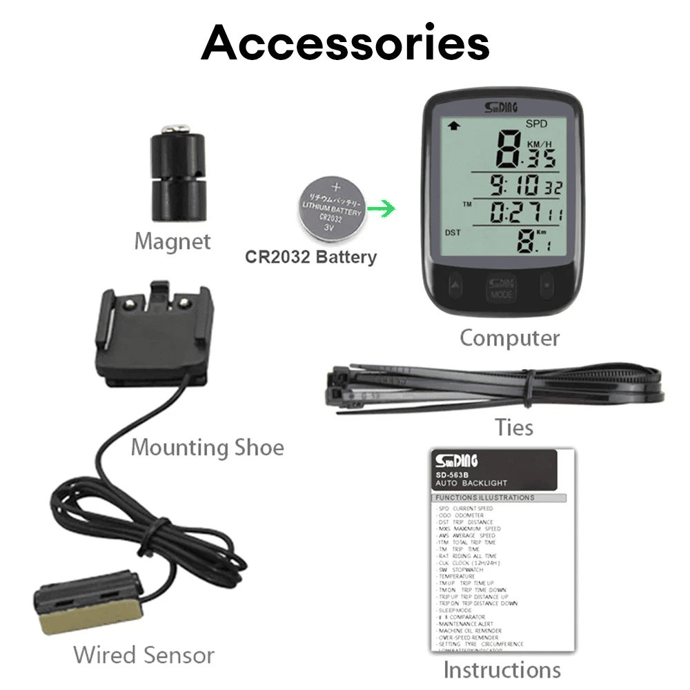 Generic SD-563A Wired Cycling Computer Waterproof Bicycle Odometer LCD