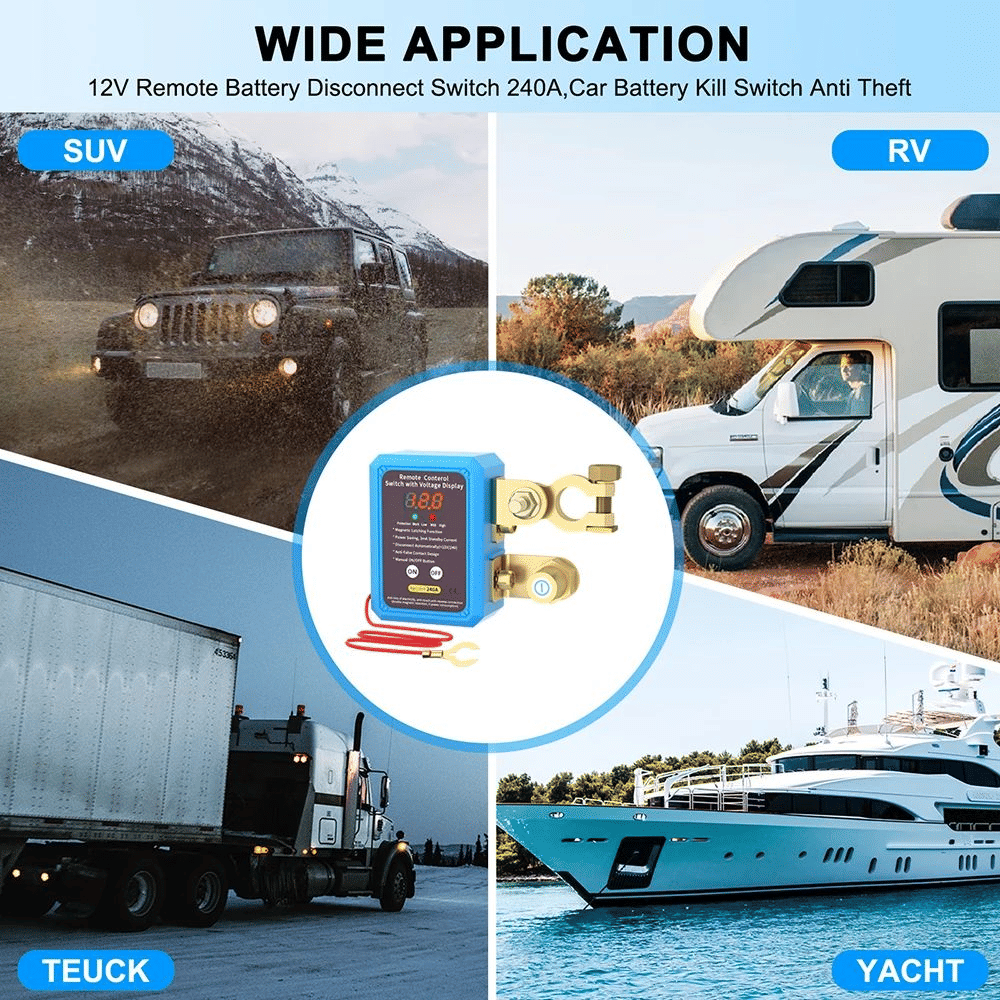 Generic Car Remote Battery Disconnect Switch 12V 240A LED Display