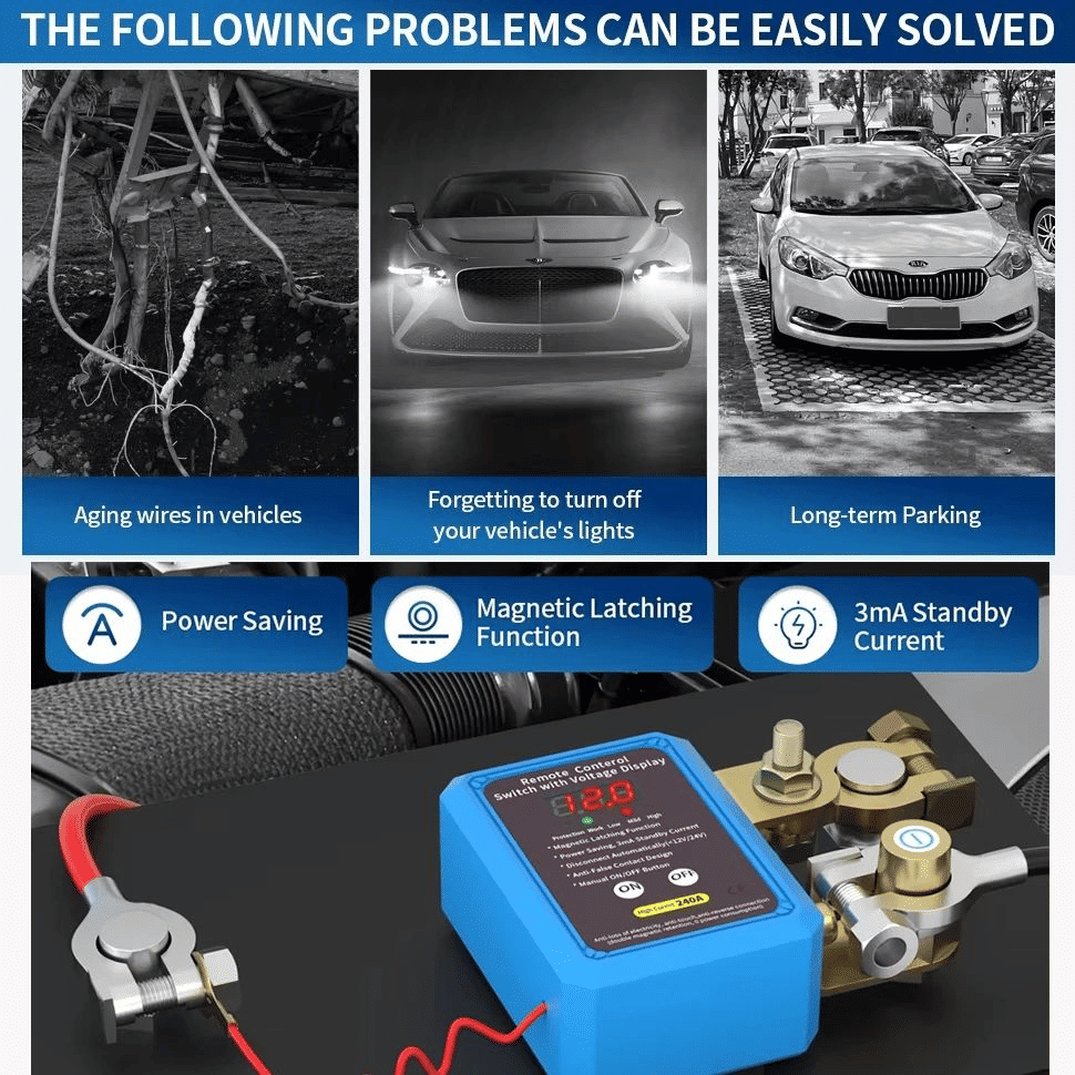 Generic Car Remote Battery Disconnect Switch 12V 240A LED Display