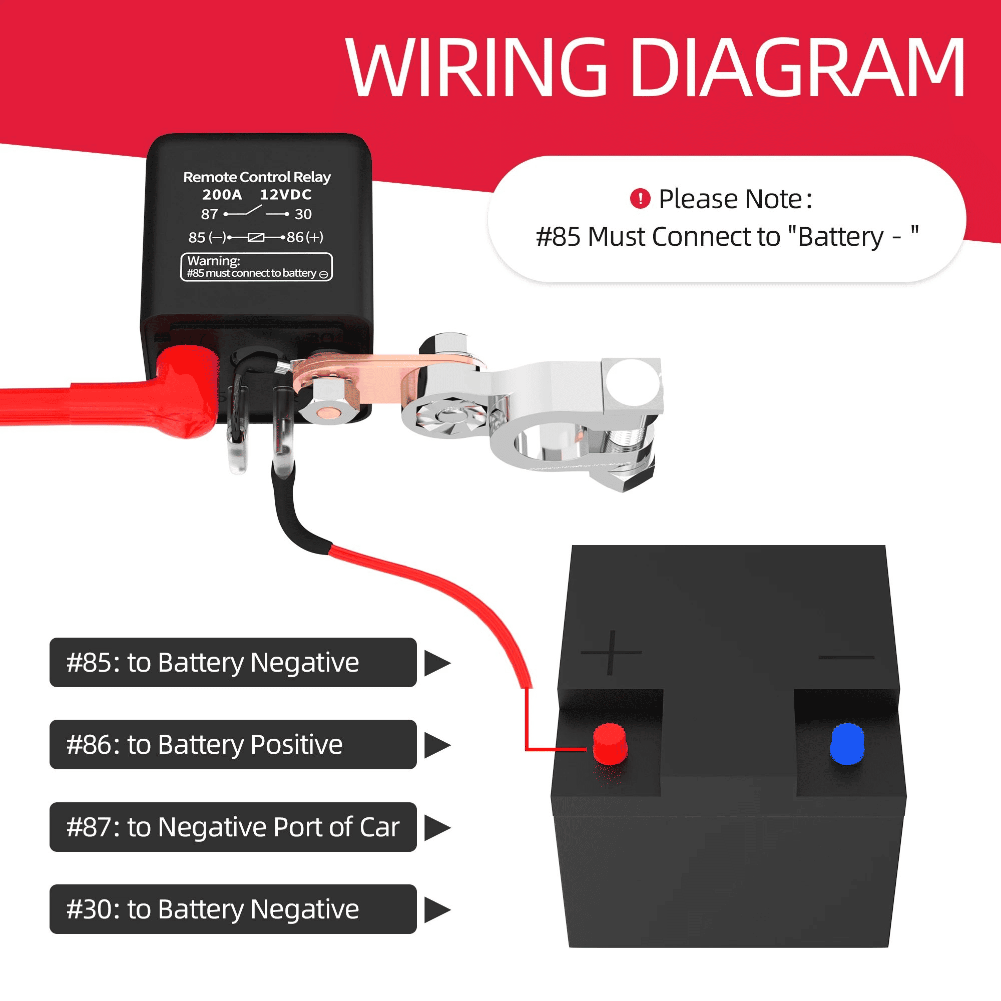 DaierTek 12V 120A Battery Disconnect Switch Relay Remote Control