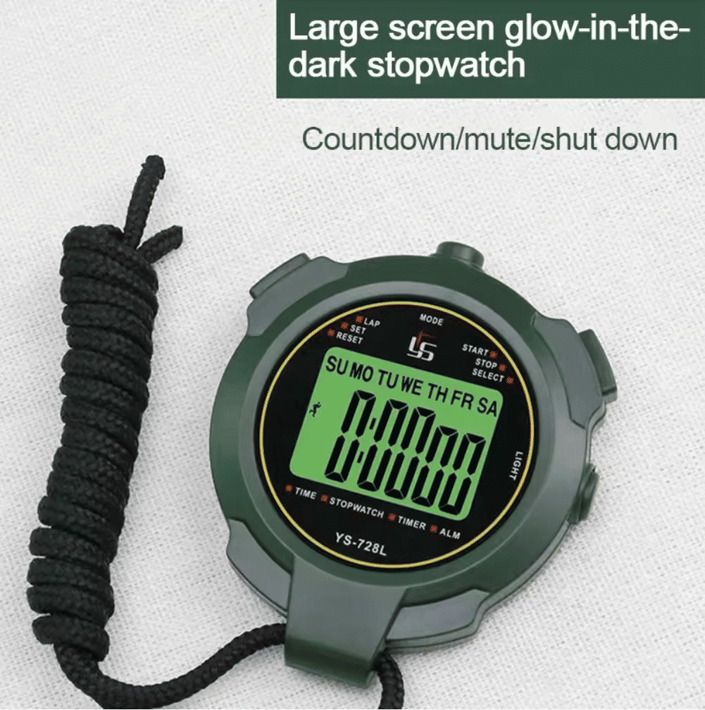 YS-728L 30h Digital Handheld Stopwatch 0.01s Accuracy Green