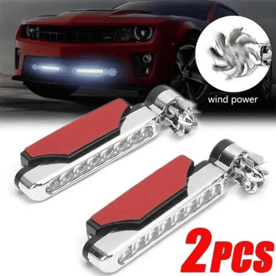 Wind Powered 8-LED Car Daytime Running Lights Set 2 Pack